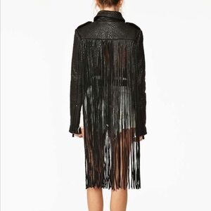 Black Fringe Leather Jacket